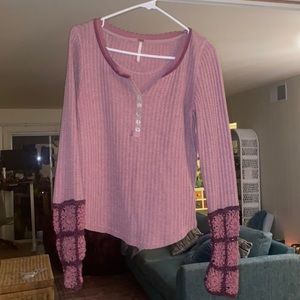 Purple free people purple crochet knit top